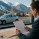 Aspen car accident property damage release documents beside a damaged vehicle