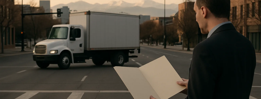 Colorado truck accident statute of limitations explained with a Denver roadway and commercial truck
