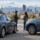 Denver car accident police report review near a city intersection after a minor crash