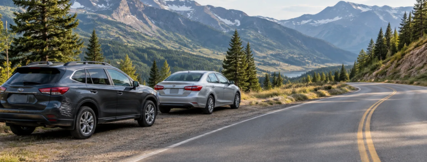 Out-of-state driver car accident in Aspen, Colorado, on a quiet mountain road